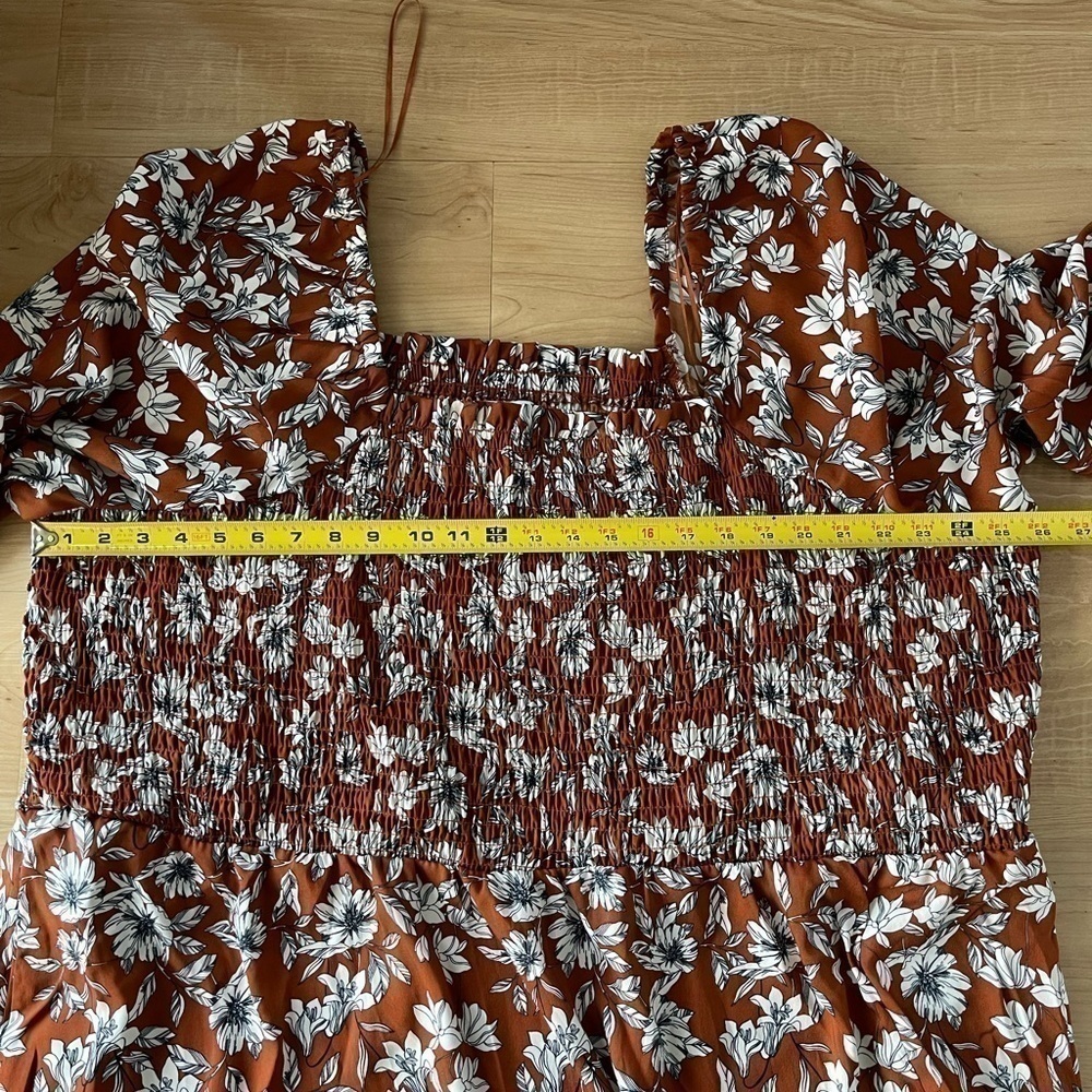 nwt La Ligne Liberty Floral Smocked Bodice Maxi Dress Brown/White Size 4XL - Picture 10 of 12